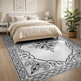 Ornate Black White Persian No. 9 Area Rug