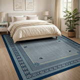 Navy Blue Traditional Persian Rug with Elephant Motifs