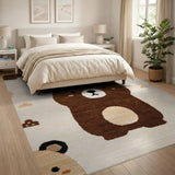 Adorable Brown Bear Kids Cartoon Rug