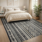 Black and White Heritage Tribal Black White Geometric Heritage Tribal Rug