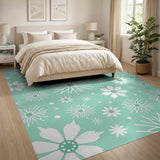 Mint Green Snowflake Area Rug