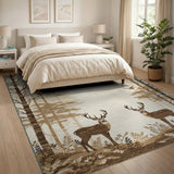 Majestic Woodland Deer Forest Area Rug