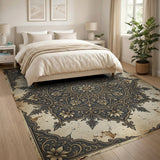 Ornate Navy Gold Persian Mandala Area Rug