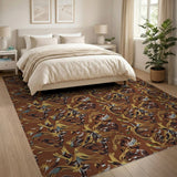 Golden Floral Terracotta Area Rug