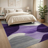 Modern Purple Grey Wave Area Rug