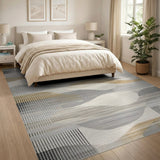 Abstract Wave Geometric Area Rug - Neutral Tones