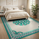 Blue and Teal Traditional Persian Ornate Teal Mandala Persian Area Rug