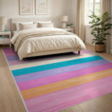 Vibrant Multi-Color Horizontal Stripe Area Rug