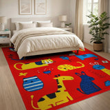 Playful Cartoon Animals Kids Area Rug