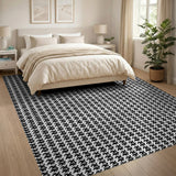 Classic Houndstooth Black White Geometric Modern Area Rug
