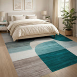Blue Teal Abstract Area Rug