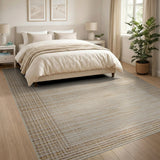 Beige and Neutral Coastal Beach Beige Woven Border Area Rug