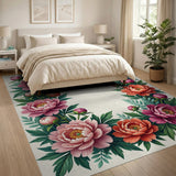 Vintage Peony Bloom Frame Area Rug