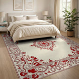 Red Traditional Persian Red Ornate Persian Medallion Area Rug