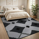 Black White Geometric Diamond No. 4 Area Rug