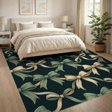Elegant Green Bow Ribbon Pattern Area Rug