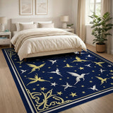 Navy Hummingbird Night Sky Moon Stars Rug