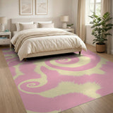 Pink Yellow Swirl Tie-Dye Area Rug