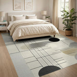 Geometric Modern Beige and Neutral Abstract Geometric Beige Grey Area Rug