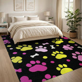 Multi-color and Patterns Playful Pink Yellow Paw Print Area Rug