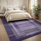 Purple Purple Geometric Grid Modern Area Rug