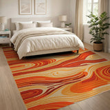 Abstract Area Swirling Orange Abstract Area Rug