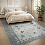 Grey Star Motif Heritage Tribal Rug