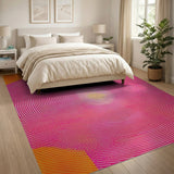 Pink Concentric Circles Geometric Area Rug