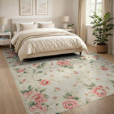 Pink Floral Vintage Pink Rose Floral Area Rug
