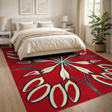 Bold Red Starburst Geometric Area Rug