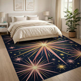 Pink Gold Starburst Cosmic Area Rug