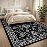 Traditional Persian Black and White Black White Traditional Persian Floral Rug