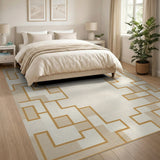 Geometric Modern Beige and Neutral Modern Geometric Beige Area Rug