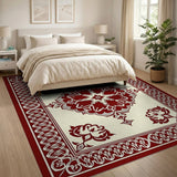 Red Floral Medallion Persian Traditional Persian Area Rug