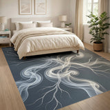 Grey Ethereal Grey Swirl Abstract Area Rug
