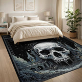 Winged Skull Gothic Moon Area Rug