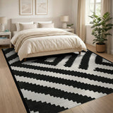Bold Black and White Bold Black White Zigzag Geometric Area Rug