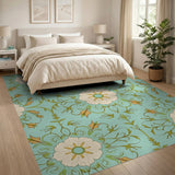 Floral Vintage Teal Floral Medallion Area Rug
