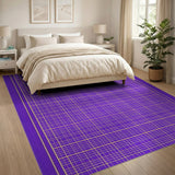 Purple Gold Grid Geometric Area Rug