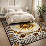 Geometric Modern Gold and Silver Golden Sunburst Geometric Area Rug