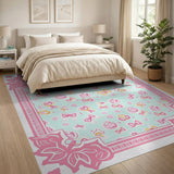 Whimsical Pink Bows Butterflies Area Rug