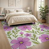 Vibrant Pink Cosmos Floral Area Rug