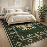 Green Moose Forest Southwestern Area Rug