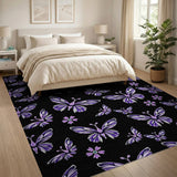 Purple Butterflies Flowers Pattern Area Rug