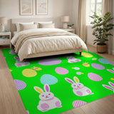 Whimsical Easter Bunny Eggs Cartoon Area Rug