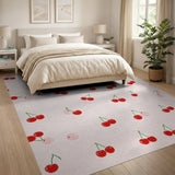 Whimsical Cherry Fruit Pattern Area Rug