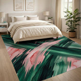 Bold Green Pink Watercolor Abstract Rug