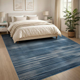 Indigo Blue Striped Abstract Area Rug