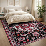 Multi-color and Patterns Red Black Persian Medallion Area Rug
