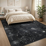 Modern Black White Dot Grid Area Rug